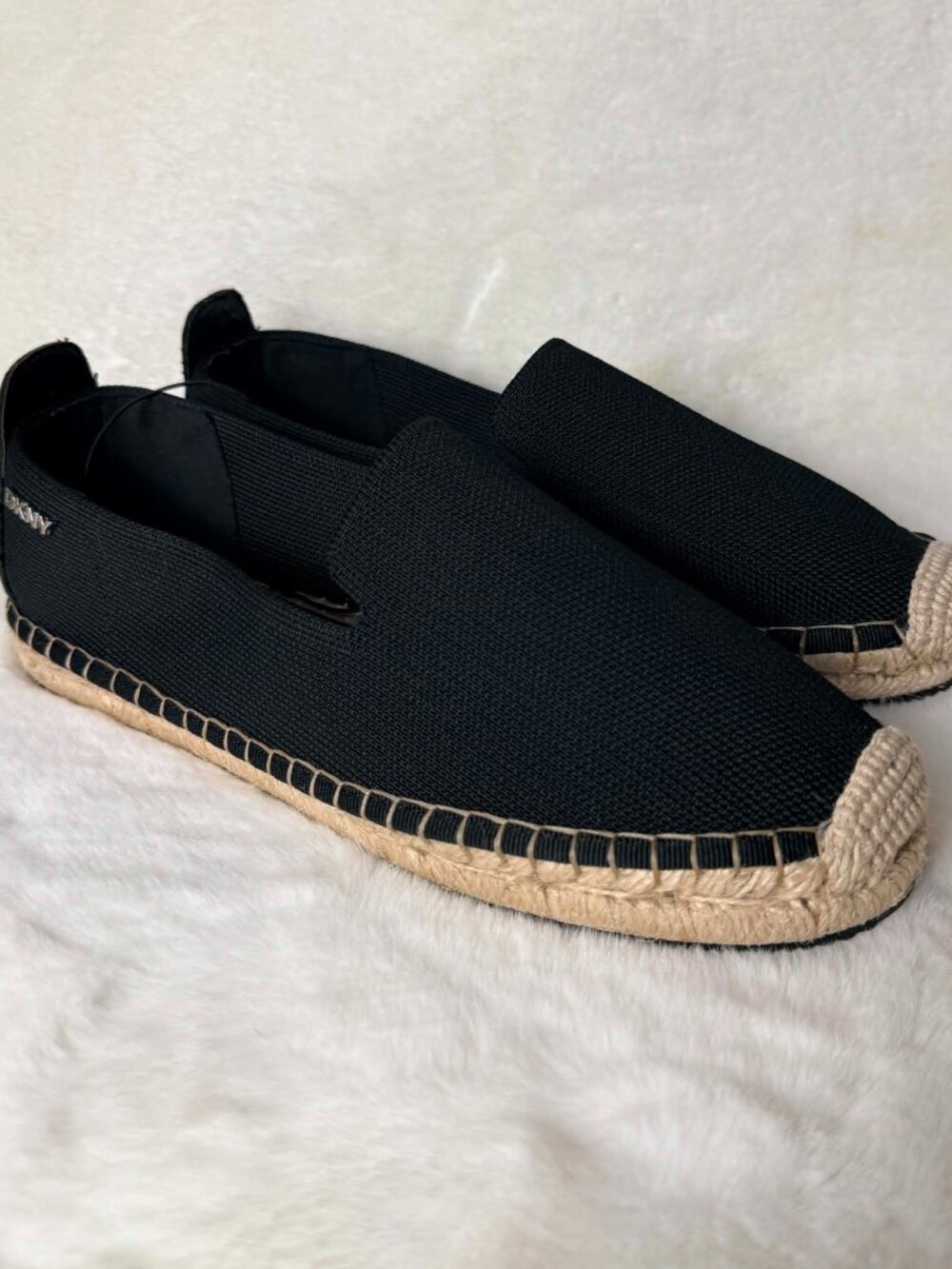 DKNY Black Knit Mallandra Espadrille Loafers Slip-On Shoes